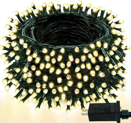 Vista 32 de Guirnalda de luces LED, 264 pies, 800 luces, exteriores e interiores, temporizador, función de memoria, 8 modos, cable verde, impermeable, árbol