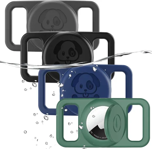 Vista 17 de Paquete de 2 soportes impermeables para collar de perro AirTag compatibles con Apple AirTag, soporte de silicona oculto para Airtag Tracker, negro