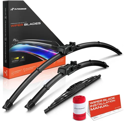 Vista 31 de A-Premium Juego de 3 limpiaparabrisas con indicador de desgaste y toalla, compatible con Dodge Nitro 2007-2011, juego de escobillas