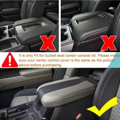 Vista 6 de LEXLEY Funda protectora de cuero para reposabrazos de consola central para Chevy Silverado y GMC Sierra 2500HD 3500HD 2024 2025, Silverado y Sierra