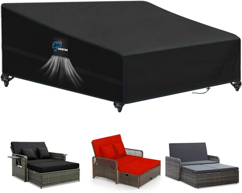 Vista 12 de SIRUITON Funda para Sofá/Sofá de Amor/Banco de Jardín y Patio de 2 Asientos 51" An x 27" Pr x 35" Al, Funda para Sofá Exterior Impermeable Oxford
