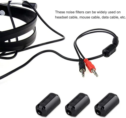 Vista 4 de Roctee - Anillo de cable de filtro de ruido EMI RFI, 12 piezas de estrangulador de ferrita a presión con supresor de ruido, clip de cable