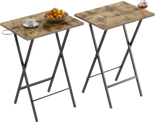 Vista 32 de VECELO Bandeja plegable de TV para comer, juego de 2, mesa portátil para cena/merienda con portavasos para sofá, sala de estar y espacio pequeño