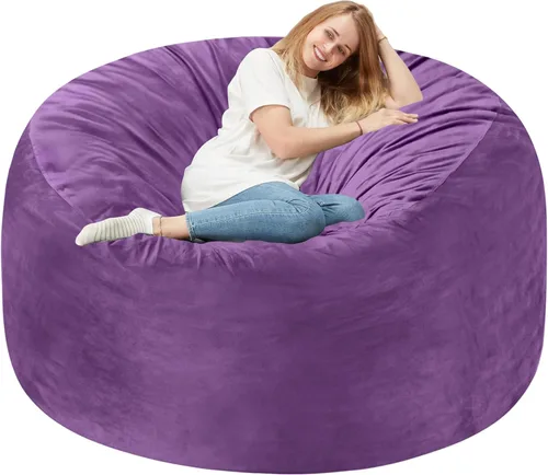 Vista 378 de de 3 pies con relleno de espuma viscoelástica, puf grandes, sofá suave con funda de terciopelo holandés, 36 x 36 x 24 pulgadas (morado)