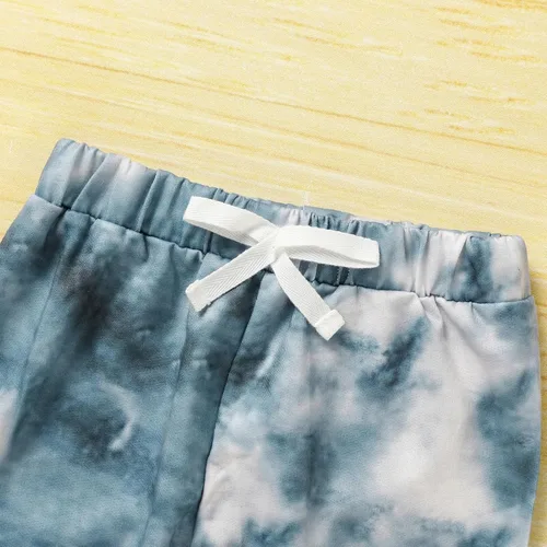 Vista 6 de GRNSHTS Conjunto de pantalones de teñido anudado para bebé, con capucha, bolsillo superior, pantalones largos, 2 piezas, ropa de otoño e invierno