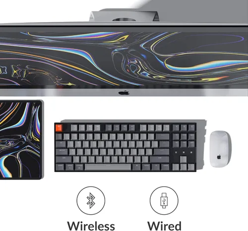 Vista 2 de Keychron K8 Teclado mecánico inalámbrico sin teclas para Mac retroiluminación blanca Bluetooth multitarea teclado de juego con cable tipo C
