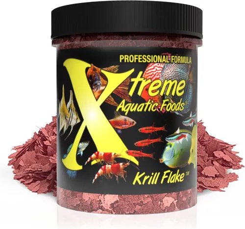 Xtreme Krill Flakes - Alimento prémium para peces de agua dulce con proteína máxima con 100% krill y camarones, y vitaminas para una salud inmune y