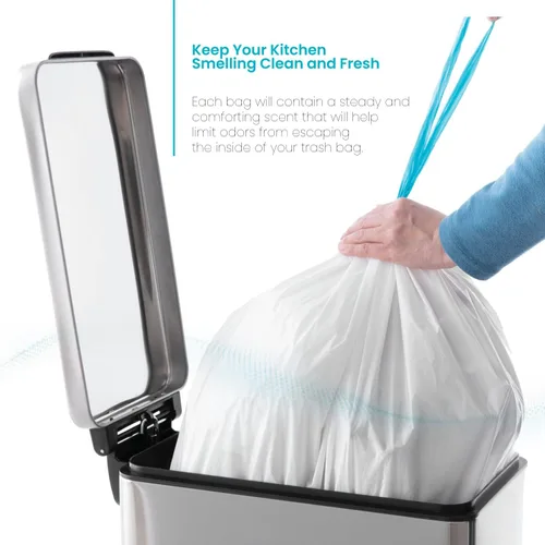 Vista 4 de Home Zone Living - Bolsas de basura de cocina de 12 galones con asas de cordón, diseño personalizado resistente para botes de basura de cocina