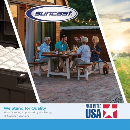 Vista 8 de Suncast DHH150 Deluxe Hangout, compartimiento cerrado para almacenar manguera de jardín, 150 pies de capacidad, color gris pardo
