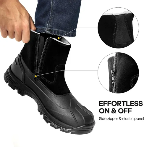 Vista 2 de NORTIV 8 Botas de nieve de invierno para hombre, impermeables, aisladas, sin cordones