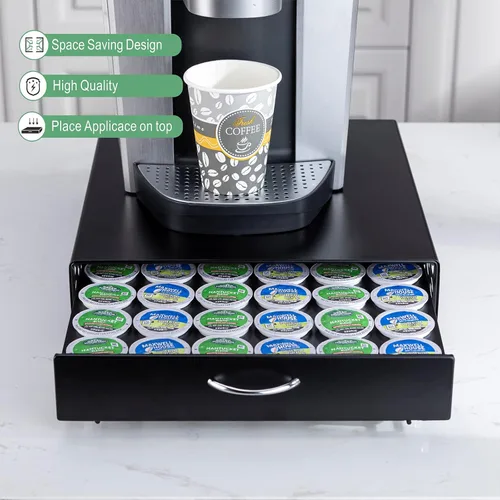 Vista 3 de Rice rat K Cup Pod - Cajón superior de hierro, soporte para cápsulas de café, compatible con almacenamiento de cápsulas, 42 K cup (negro)