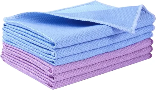Vista 8 de SINLAND Paño de limpieza de microfibra de vidrio, 6 unidades, paños de limpieza sin pelusa para ventanas, ventanas de automóvil, espejos y acero