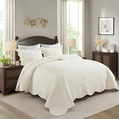 Vista 2 de HoneiLife Juego de ropa de cama tamaño Queen, juego de edredón de microfibra para cama Queen, colchas ligeras de 3 piezas, edredones reversibles