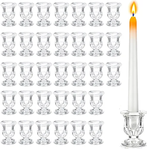 Vista 7 de 48 portavelas de vidrio transparente a granel, soportes pequeños de 2.5 pulgadas, elegantes centros de mesa para bodas, Navidad, día de San