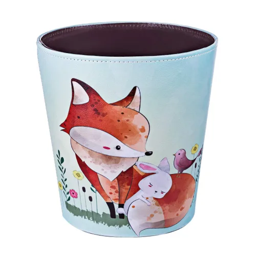 Vista 12 de Cubo de basura de 2.64 galones, cesta de basura decorativa, cesta de papel de piel sintética, bote de basura impermeable para baño, dormitorio, Cat-2