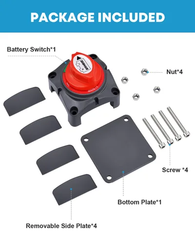 Vista 7 de Kohree Interruptor de desconexión de batería de 12 V, 12 V-48 V de apagado de batería aislador - Interruptor de corte marino impermeable para RV