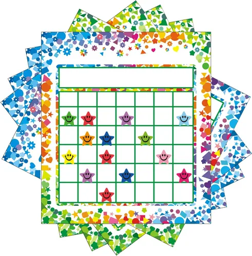 Vista 5 de REGELETO Paquete de 100 tablas de recompensas de incentivos para estudiantes, 2 diseños de tabla de comportamiento de incentivos con 2400
