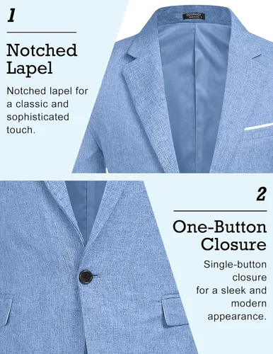 Vista 3 de Coofandy - Chaquetas de traje casuales para hombre, blazer liviano, abrigos deportivos de un botón