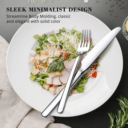 Vista 3 de KINGSTONE Juego de cubiertos de 20 piezas para 4, cubiertos de acero inoxidable 18/10, pulido con espejo, apto para lavavajillas, para el hogar