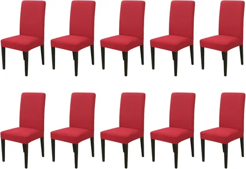 Vista 15 de Chickwin Paquete de 4 fundas para sillas de comedor, color amarillo, elásticas Parsons, fundas para sillas de comedor, con respaldo alto, sin