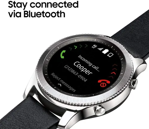 Vista 3 de Samsung Gear S3 Classic Smartwatch 4GB SM-R770 con correa de cuero (plata) Tizen OS - Versión internacional sin garantía (renovado)