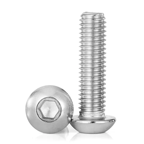Tornillos de cabeza de botón M8-0.049 x 0.472 in, acero inoxidable 304, máquina métrica totalmente roscada, unidad hexagonal Allen, acabado
