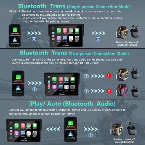 Vista 4 de CARPURIDE W502BS PRO 2025 para BMW Motorcycle CarPlay y Android Auto Dual Bluetooth, pantalla de navegación GPS impermeable de 5 pulgadas, lectura