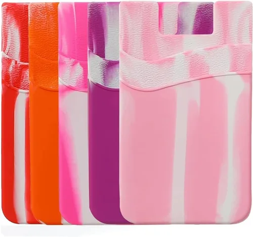 Vista 17 de BIAJIYA Billetera de silicona para teléfono, soporte para tarjetas para la parte posterior de la funda del teléfono, cartera