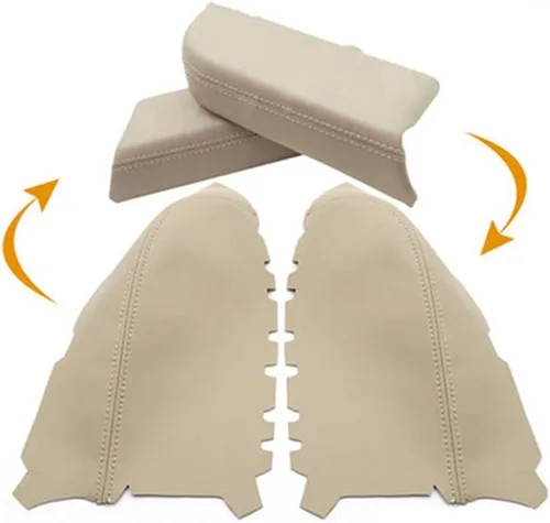 Vista 3 de GXARTS Un par de fundas de cuero para reposabrazos delanteros color beige compatibles con Honda Pilot 2009 2010 2011 2012 2013 2014 2015 Incluye