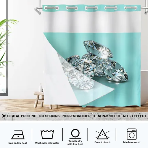 Vista 280 de Shrahala Father and Child Embracing No Hooks Shower Curtain with Snap in Liner Set, Tender Moment Captured Bathroom Décor Polyester Fiber Waterproof