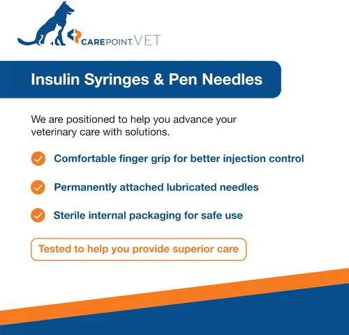 Vista 2 de CarePoint VET - Caja de 100 jeringas de insulina U-100 para mascotas, 28G x 1/2 pulgada 1cc, inyección cómoda, marcas permanentes en negrita