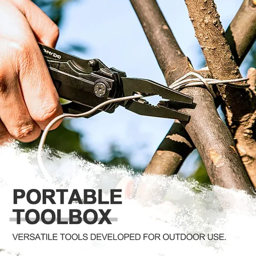 Vista 6 de Cuchillo plegable de bolsillo multiherramienta de acero inoxidable, multiherramienta portátil con alicates, abrebotellas y latas y más, cuchillos
