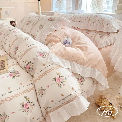Vista 31 de VM VOUGEMARKET Juego de Funda de Consolador Romántica con Volantes Twin Estilo Princesa para Niñas Juego de Ropa de Cama de Flores Moradas