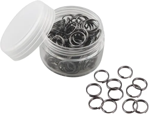 Vista 5 de 1 caja de anillos divididos de doble bucle, conectores de mini llaveros para hacer joyas, collares, pulseras, aretes, manualidades