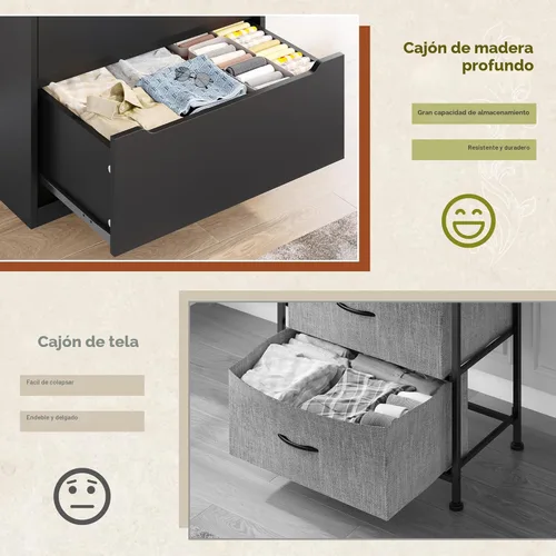Vista 7 de Romorgniz Cómoda para dormitorio con 6 cajones grandes, cómoda alta de madera moderna para sala de estar, entrada, pasillo, negro, 43.2 pulgadas