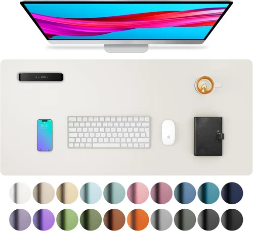 Vista 68 de Aothia - Protector de escritorio de cuero sintético impermeable y antideslizante para laptop, escritura y mouse, para oficina y hogar, 23.6 x 13.7