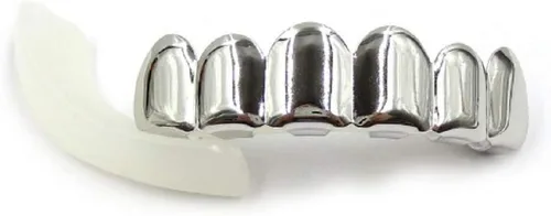 Vista 5 de Wenbin Juego de rejilla de boca desmontable Hip Hop chapada en oro de 18 quilates para la parte superior e inferior, juego de dientes personalizado