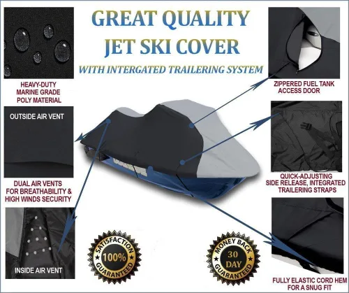Vista 2 de SBU Funda para moto acuática compatible con Yamaha Wave Runner XLT 800 2002-2004 personales, cubierta de moto acuática PWC Jetski