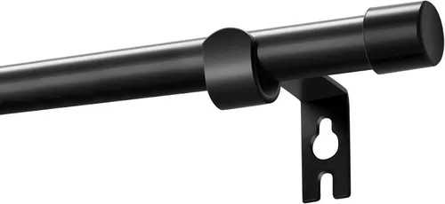 Alskarhem Barras de cortina negras para ventanas de 30 a 60 pulgadas, juego de barras de cortina pequeñas de 5/8 pulgadas con soportes