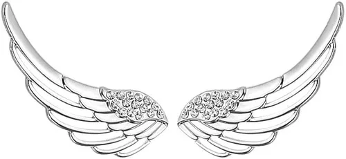 Izpack Aretes de plata de ley S295 con alas de ángel CZ para mujeres y niñas, Cristal, Circonia cúbica