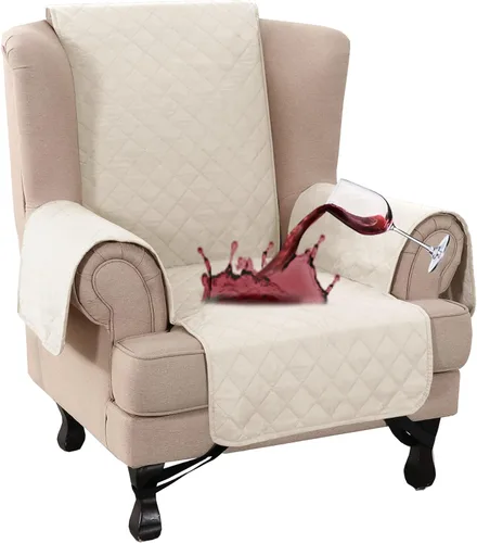 Vista 57 de Turquoize Funda 100 % impermeable para sillón de ala, protector de sofá, triple antideslizante, protector de muebles para mascotas, niños, perros