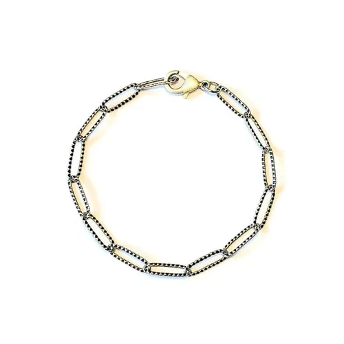 Antique Silver Textured Paperclip Link Charm Bracelet Base - D.I.Y. - BUILD YOUR CHARM BRACELET! (Med - 7 inch)