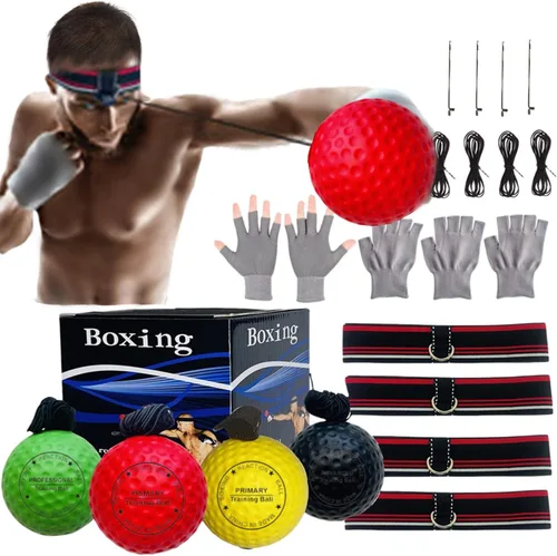 Vista 2 de Reflex Balls - Juego de diadema de boxeo para artes marciales mixtas de boxeo, kickboxing, juego de pelota de reacción, incluye 4 bolas