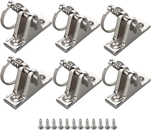 Vista 8 de Paquete de 2 bisagras de cubierta superior Bimini con pasadores extraíbles, acero inoxidable 316