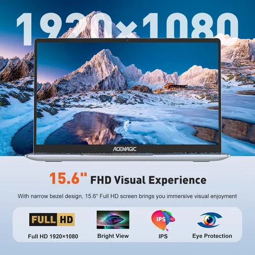 Vista 5 de ACEMAGIC Computadora portátil, 16 GB DDR4 512 GB SSD, procesador Intel N95 de cuatro núcleos, portátil con Windows 11, PC IPS 1080P de 15.6
