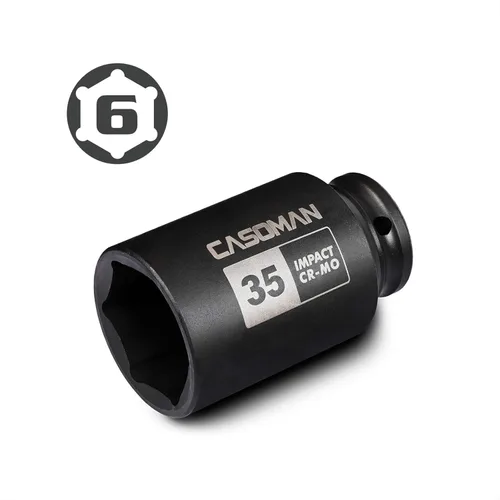 Vista 3 de CASOMAN Enchufe de impacto de 6 PT de 1/2" x 1.378 in de profundidad, CR-MO, 1/2 pulgada de transmisión de 6 puntos para una fácil extracción