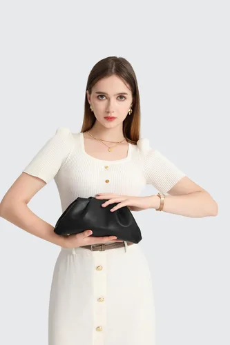 Vista 2 de Bolsos de mano de cuero PU suave para mujer Bolso de noche elegante y lujoso formal