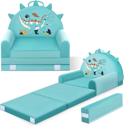 Vista 13 de Sofá cama para niños con funda extraíble lavable y respaldo de cinta mágica - Silla plegable para niños pequeños, cómodos muebles de terciopelo