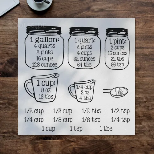 Vista 7 de TOOLSSIDE Tabla de conversión de medidas de cocina para productos a granel - Vinilo pegatinas de cocina - Tabla de conversión métrica. ¡Son