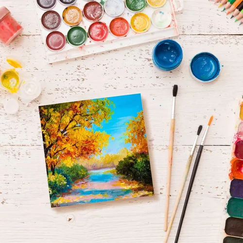 Vista 6 de YOUEON Paquete de 12 bloques de madera sin terminar para arte y manualidades, tablero de madera MDF de 4 x 4 x 1 pulgada, bloques cuadrados